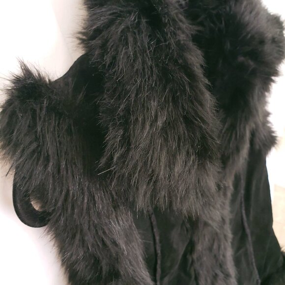 Express Black Leather and Faux Fur Sleeveless Collar Stylish Vest Size Small - Picture 8 of 16